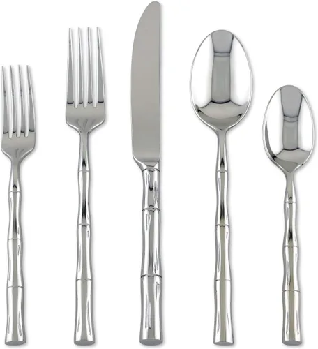Miniatura 3 de Supreme Housewares Juego de cubiertos con forma de bambú de 45 piezas, cubiertos de acero inoxidable 18/8, servicio para 8 personas con juego