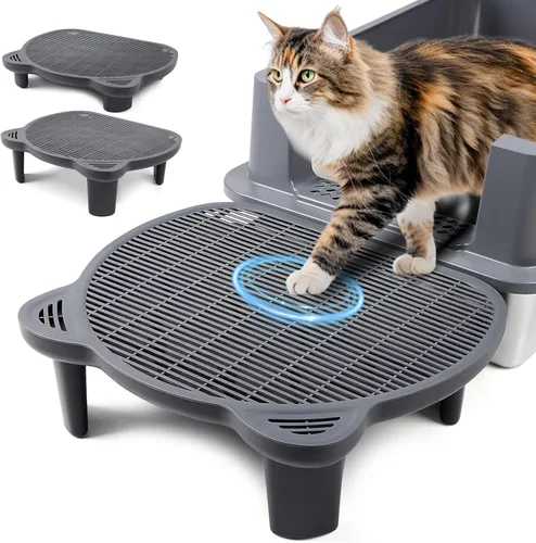 Miniatura 8 de Escalón para caja de arena, escalón para gatos, rampa, atrapador con función de filtro, fácil de limpiar, ideal para gatitos y gatos ancianos (negro)