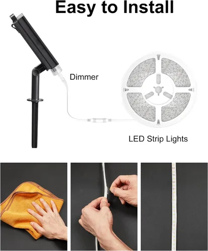 Miniatura 8 de Tira de luces solares impermeables para exteriores, 16.4 pies, 300 luces LED solares y alimentadas por USB, con control remoto, tiras LED blancas