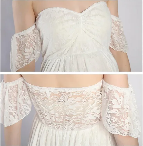 Miniatura 3 de Sicily Vestido de maternidad largo con hombros descubiertos de encaje para mujer Plus fotografía
