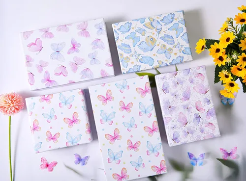 Miniatura 2 de Sikiweiter - Papel de regalo de mariposas - 12 hojas de papel de regalo con diseño de mariposas para cumpleaños, bodas, baby shower, días festivos
