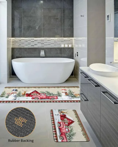 Miniatura 5 de Tapete de baño de Navidad para bañera, antideslizante, de secado rápido y absorbente, de tierra de diatomeas, fregadero de cocina, lavable, muñeco