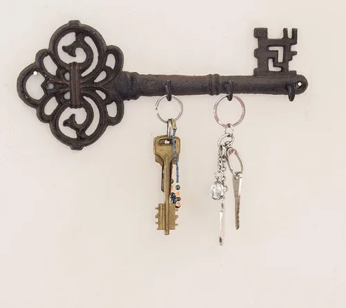 Miniatura 8 de Comfify Portallaves de Esqueleto de Hierro Fundido para Pared - Organizador de Llaves Decorativo Rústico de Granja para Montaje en Pared - 3 Ganchos