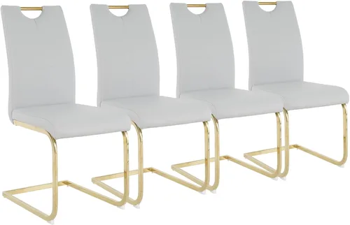 Miniatura 30 de Juego de 2 sillas de comedor, modernas sillas de cocina con respaldo alto con patas de metal y asiento acolchado de piel sintética, sillas de Negro