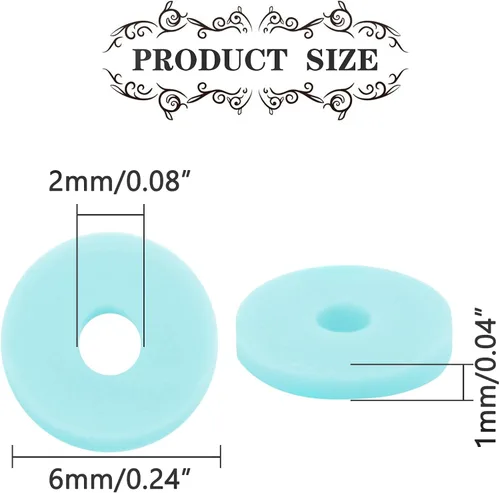 Miniatura 3 de Cuentas de arcilla polimérica azul claro, cuentas Heishi de 0.236 in para joyería, pulseras, collares, 1000