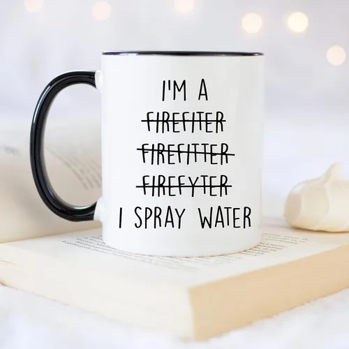 Miniatura 4 de YouNique Designs Taza de bombero, 11 onzas, regalos de bombero para hombres y mujeres, divertida taza de bombero, regalo de broma de graduación