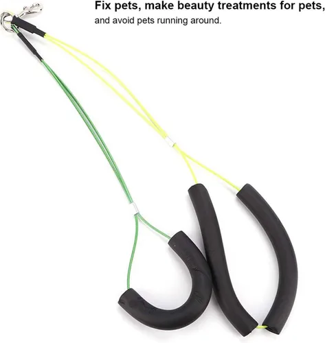 Miniatura 4 de Oumefar Correa ajustable de aseo para mascotas sin sentar Haunch Holder Restricción Lavado Gargantilla Perros Gatos Aseo Mesa Brazo (Amarillo+Verde)