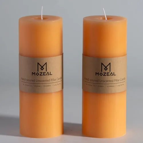 Miniatura 89 de MOZEAL Velas grandes sin perfume vertidas a mano de 3 x 8 pulgadas, sin humo, juego de 2, combustión lenta, sin goteo, aproximadamente 150 horas