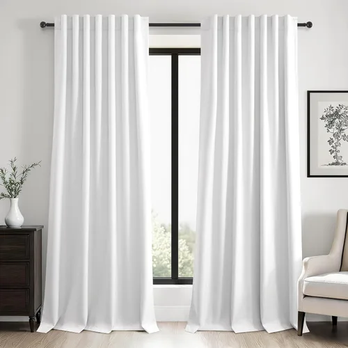 Miniatura 22 de Topfinel Cortinas opacas, blanco beige, 2 paneles, ventanas pequeñas, textura, mezcla de lino, bohemia, abedul, rural, gancho, bolsillo trasero