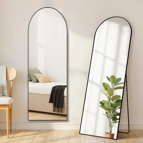 Espejo arqueado de longitud completa, espejos de pared mejorados de 16 x 59 pulgadas con vidrio inastillable, para colocar de pie, colgar o