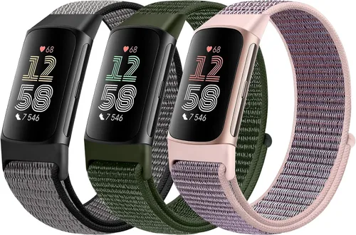 Miniatura 15 de Correas de nailon para reloj deportivo compatibles con Fitbit Charge 6/5, correa de muñeca ajustable, transpirable, de repuesto, suave, de bucle