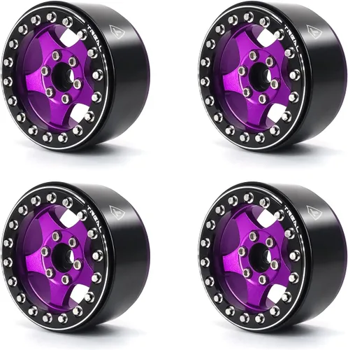 Miniatura 5 de Treal Ruedas Beadlock 1.9 (4 piezas) Ruedas mecanizadas CNC de aluminio para Crawlers a escala 1:10 RC-Tipo E (Negro-Azul)