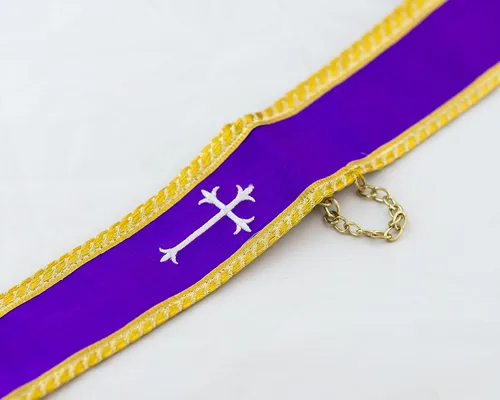 Miniatura 3 de mds - Estola de visitaconfesional- Seda pura, Violeta, blanco y oro