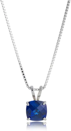 Miniatura 11 de MAX + STONE 925 Sterling Silver Cushion Cut Birthstone Necklace for Women 6mm Hypoallergenic Solitaire Necklace Gemstone Pendant Necklaces with