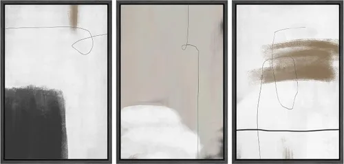 Miniatura 60 de SIGNFORD Impresión en Lienzo Enmarcado Conjunto de Arte de Pared Arte Abstracto Terroso en Tonos Marrón Profundo y Beige Arte Moderno Decorativo