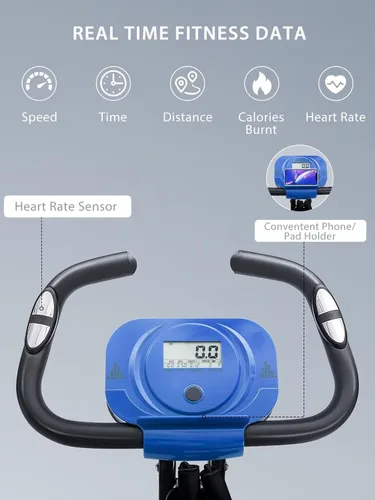 Miniatura 4 de Merax Bicicleta de entrenamiento para el hogar: bicicleta estática reclinada 4 en 1 y posiciones verticales de bicicleta de ciclismo para Azul real