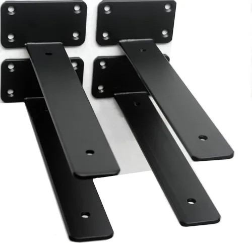 Miniatura 75 de Paquete de 2 - Soportes de estante en L ocultos negros de 4 pulgadas (1/5 pulgada de grosor) Soportes de estante flotante de hierro Soportes