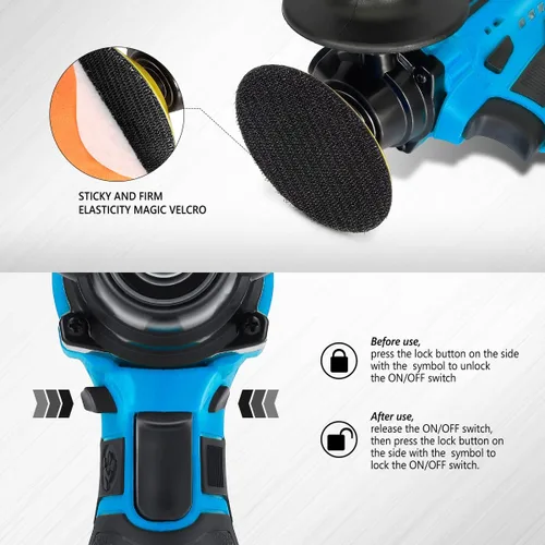 Miniatura 5 de DNA MOTORING TOOLS-00167 - Juego de herramientas de pulido inalámbrico de 12 V, velocidad de 2 velocidades para detalles de automóviles/pulido