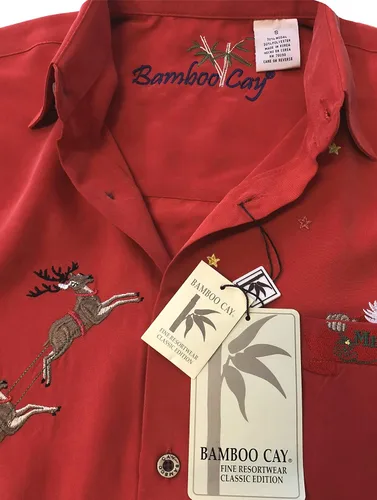 Miniatura 4 de Bamboo Cay Camisa de Navidad con botones bordados de Papá Noel para hombre
