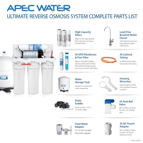 Miniatura 7 de APEC Water Systems RO-PUMP-120V Sistema de filtración de agua potable de ósmosis inversa ultra seguro de nivel superior con bomba de refuerzo