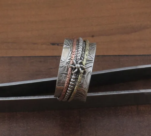 Miniatura 56 de Boho Spinner Ring, Mothers Day Gift, Silver 925 Women Ring, Sterling Silver 925 Ring, Fidget Spinner Ring,Women Silver Anxiety Ring