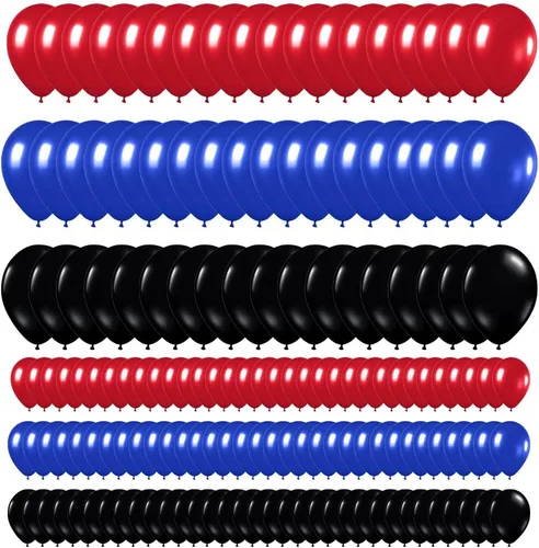 Kit de arco de guirnalda de globos azul marino, rojo y negro, 138 globos de látex de látex azul real, rojo y negro, globos de cumpleaños para