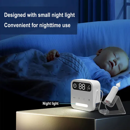 Miniatura 4 de saicheek Aspirador nasal eléctrico con caja de almacenamiento, succión de nariz eléctrica de 70 Kpa para bebé, 3 puntas de silicona, 9 niveles