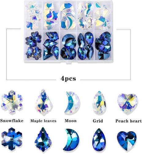 Miniatura 2 de Novborcz 50 cuentas de cristal de lágrima AB de 0.39 x 0.78 pulgadas (0.394 x 0.787 in), cuentas de vidrio facetadas Briolette, fabricación