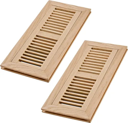 Miniatura 19 de Registro de piso de madera de roble blanco, montaje empotrado con marco, 4 x 10 pulgadas, sin terminar Blanco (White Oak)