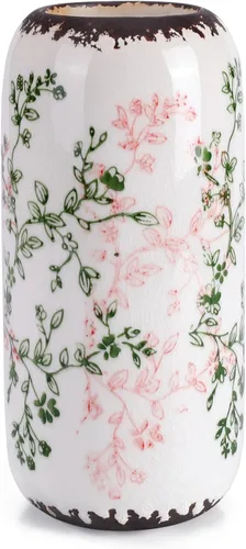 Miniatura 9 de Jarrón de cerámica para flores – Jarrón moderno pequeño con textura acanalada para decoración del hogar, hierba de pampas, decorativo, estilo Blanco