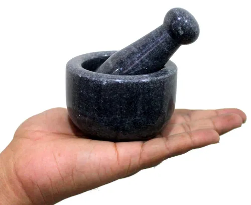 Miniatura 4 de KLEO Juego de mortero y mortero de piedra natural de 3 pulgadas, molinillo de especias y hierbas resistente, triturador de guacamole, no poroso