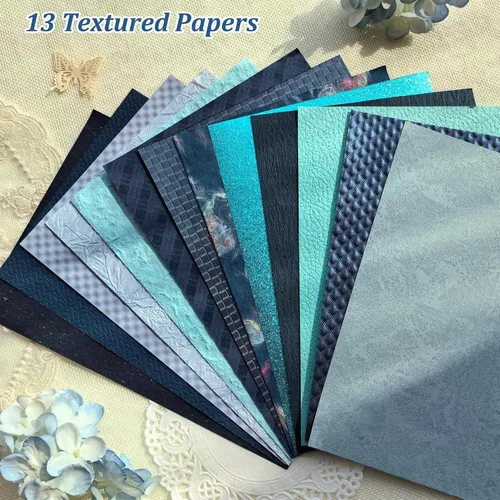 Miniatura 3 de Juego de 20 papeles de recortes con textura A5 y tela de malla, papel artesanal hecho a mano para álbumes de recortes, suministros de diario basura