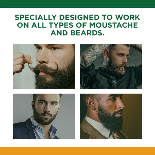Miniatura 5 de Clubman Cera para bigote para hombre, color negro, cera de bigote de sujeción fuerte para peinar, incluye cepillo, 0.5 onzas