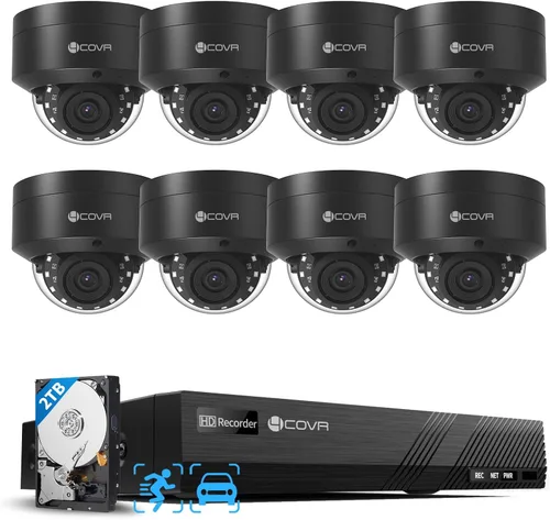 Miniatura 14 de Sistema de cámara de seguridad 4COVR 4K PoE, detección de humanos y vehículos con AI, 4 piezas de cámara IP domo de 8 MP IK10 a prueba de vandalismo