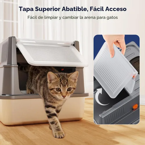 Miniatura 4 de FURTIME Pequeña caja de arena de acero inoxidable con tapa para gatito, caja de arena cerrada de metal para gatos pequeños, caja de gato con caja