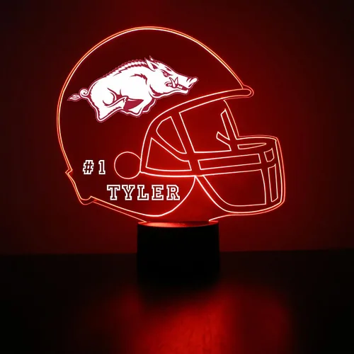 Miniatura 17 de Lámpara nocturna con señal LED personalizada de casco de fútbol de la Universidad de Alabama Crimson Tide con nombre o imagen personalizada