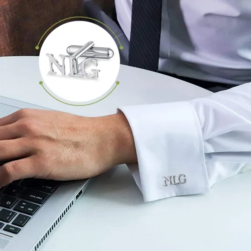 Miniatura 5 de ROSI - Gemelos para hombre, personalizan las camisas con nombre de la letra inicial para hombres, gemelos personalizados para hombres para bodas