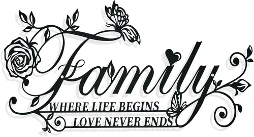 Miniatura 8 de Letrero de metal con texto en inglés "Family Where Life Begins Love Never Ends" ("Family Where Life Begins Love Never Ends"), decoración artística