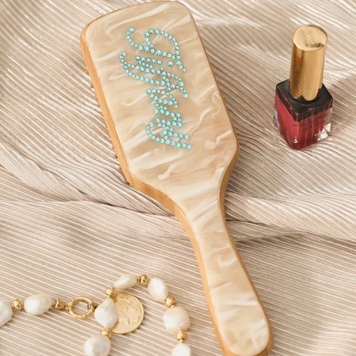 Miniatura 17 de Cepillo de pelo de paleta de bambú, grueso, cerdas de bambú, cepillo desenredante para masajear el cuero cabelludo, mujeres, blanco concha