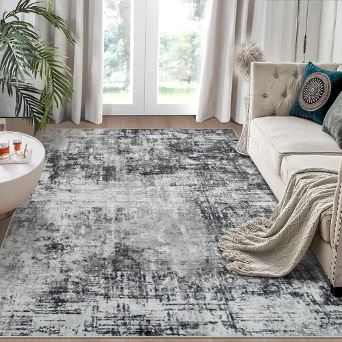 Miniatura 51 de Alfombra lavable de 4 x 6 pies para sala de estar, alfombra grande moderna para comedor y dormitorio, antideslizante, pelo bajo, 4 x 6 pulgadas