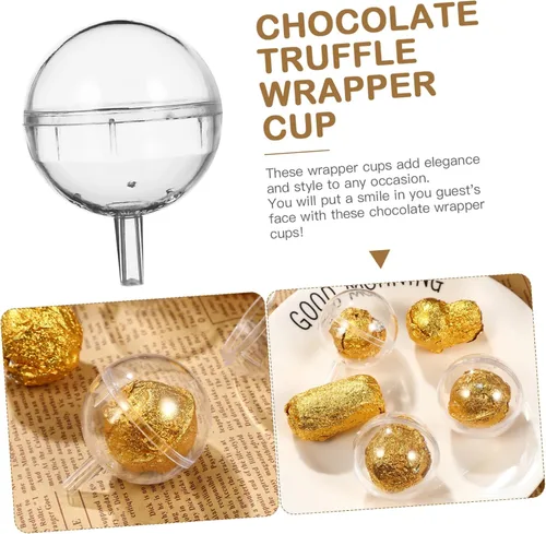 Miniatura 8 de EXCEART Taza de ramo de chocolate de plástico transparente 25 unids titulares de caja de chocolate transparente envoltorios redondos de dulces cajas
