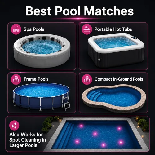 Miniatura 3 de Aspiradora de piscina de mano inalámbrica para bañera de hidromasaje, spa y piscinas pequeñas, tiempo de funcionamiento de hasta 90 minutos