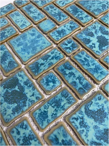 Tenedos TBHMD-RDM-PL - Mosaico de porcelana esmaltada de porcelana de tamaño aleatorio para salpicadero, cocina, baño, piscina (1 hoja)
