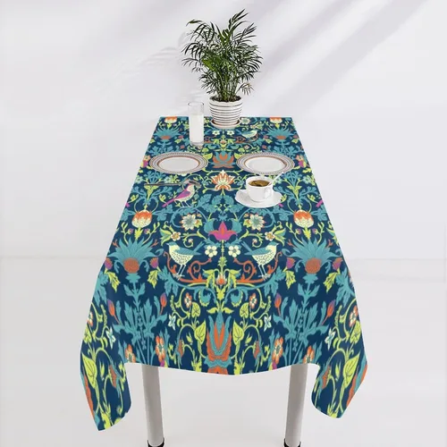 Miniatura 366 de Mantel Floral Retro de Pájaros, Diseño Original Bohemio William Morris Estampado Cubierta de Mesa para Hogar Picnic Fiesta Comedor Cocina William