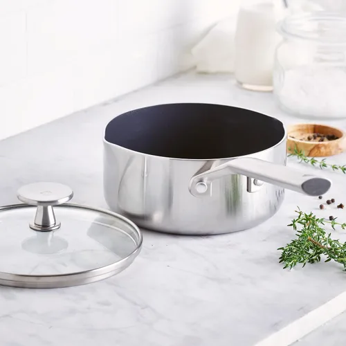Miniatura 5 de Blue Diamond Cookware - Cacerola antiadherente de cerámica de acero inoxidable de tres capas, de 1.6 cuartos de galón con tapa, sin PFAS