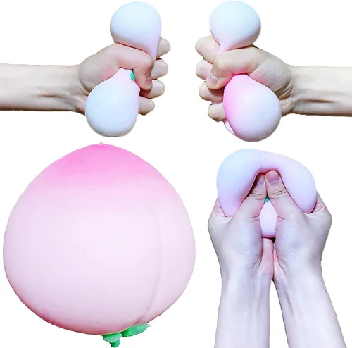 Pelotas estrujables para el estrés, 1 paquete, bola elástica para aliviar el estrés, juguetes sensoriales para apretar, melocotón rosa, para niños y