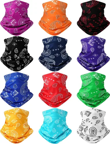 Miniatura 7 de Cuffbow Paquete de 12 polainas para el cuello, pasamontañas para hombres y mujeres, polaina refrescante para el cuello, bufanda de protección UV