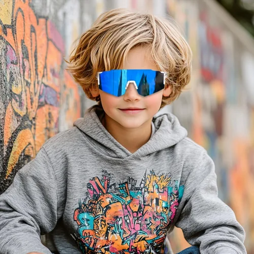 Miniatura 2 de Paquete de 2 lentes de sol de béisbol para niños y jóvenes, gafas de sol deportivas para niños y niñas, gafas de golf para ciclismo, correr, golf