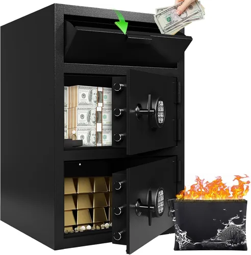 Miniatura 12 de KAER Caja fuerte de 2.6 pies cúbicos para negocios, caja fuerte para efectivo con ranura para caída, caja fuerte de dinero resistente de 53.8 libras