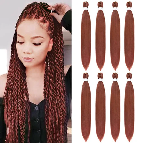 Miniatura 101 de 8 paquetes de extensiones preestiradas - 16 pulgadas de cabello trenzado premium, 55G/paquete, sin picazón, fijación en agua caliente, textura Perm
